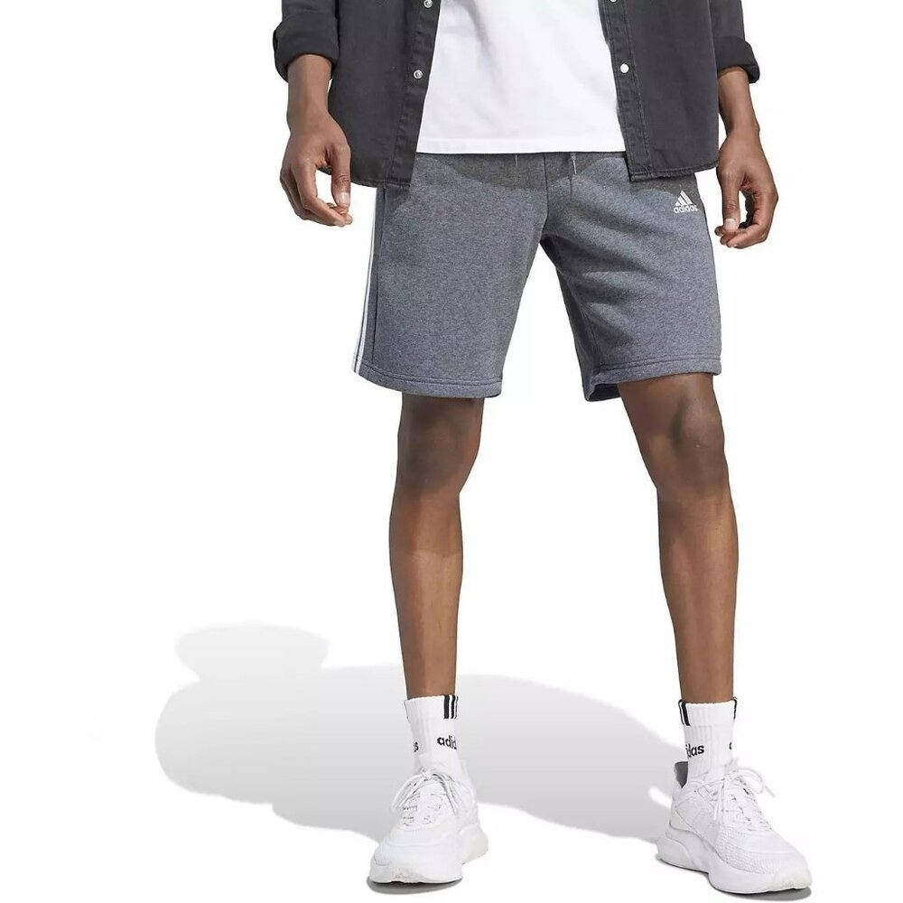 adidas Men's Essentials Fleece 3-Stripes Shorts Gray X-Large Tall